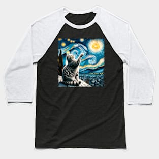 Legendary Starry Night Cat Tee Whisker Wonderland Majesty Baseball T-Shirt